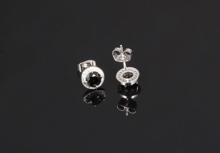 Сережки з фіанітами імітація чорного діаманта. арт.20NZ133-b 20NZ133-b фото