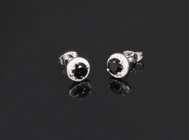 Сережки з фіанітами імітація чорного діаманта. арт.20NZ133-b 20NZ133-b фото