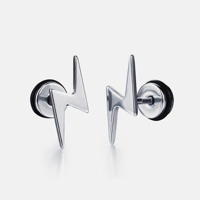 Серьги на закрутках мужские молния арт.20NZ141-s 20NZ141-s фото