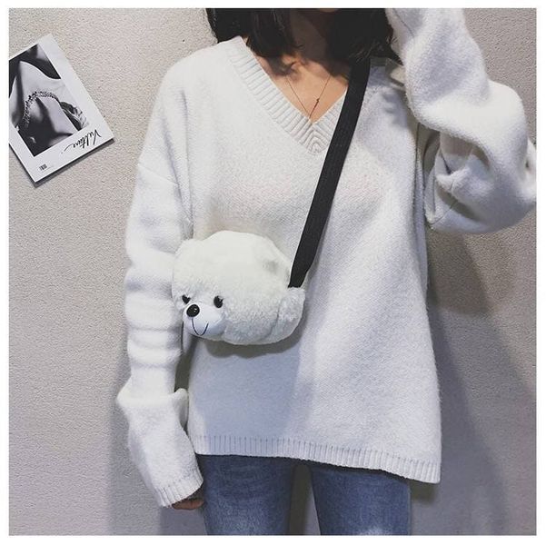 Сумка меховая "Медвежонок", белая арт.21AW138 21AW138 фото