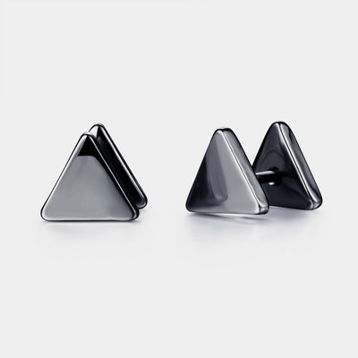 Сережки на закрутках трикутники сталеві чорні арт.23NZ002 23NZ002 фото