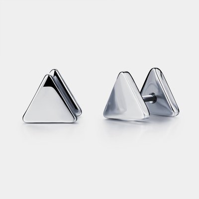 Сережки на закрутках трикутники сталеві арт.23NZ001 23NZ001 фото