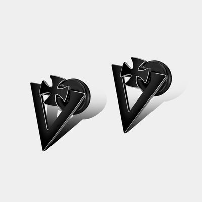 Сережки на закрутках трикутник з хрестом чорні арт.23NZ003 23NZ003 фото
