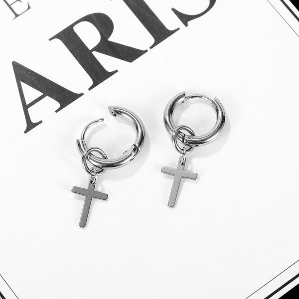 Сережки кільця хрестики в стилі K-POP арт.20NZ163-s 20NZ163-s фото